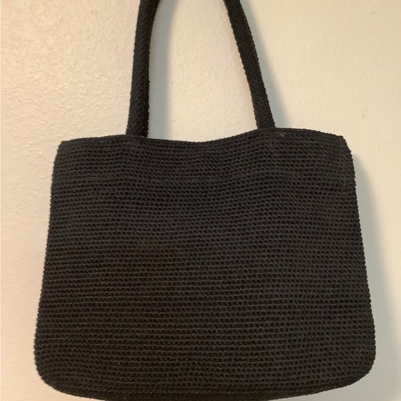 The Sak black woven crochet double handle tote bag - Picture 3 of 6